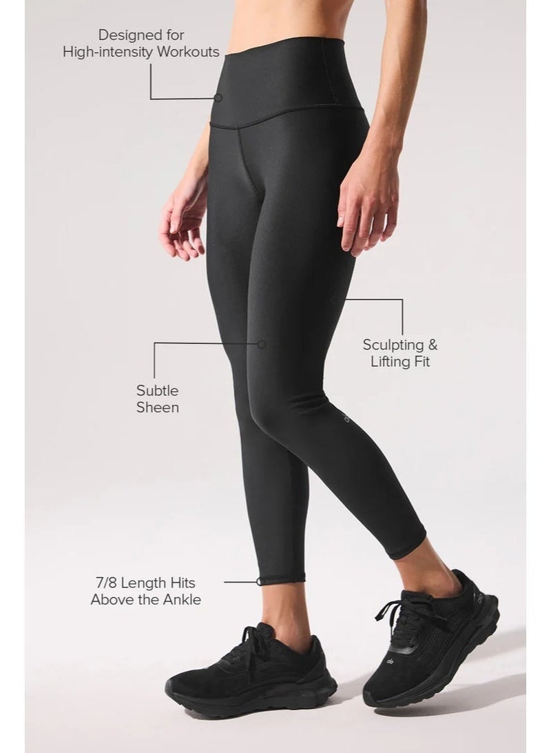ALO Yoga High-Waist Airlift Leggings, Buttery Soft Tummy Control Yoga Pants for Women, Non-See-Through Workout Leggings - Black - Image 5